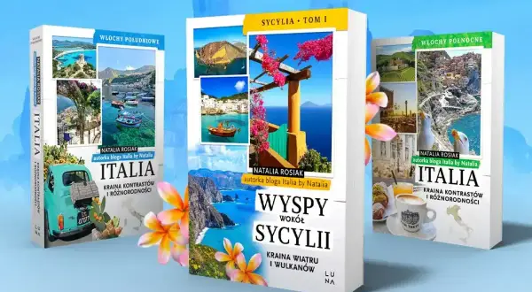 Książki o Włoszech, w tym o Sycylii, pokazują piękne krajobrazy i zachęcają do odkrywania tej słonecznej wyspy. Idealne na upalne dni, gdy sycylia temperatura zachwyca.