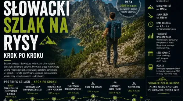 Słowacki szlak na Rysy: malownicza trasa z widokami, umiarkowana trudność.