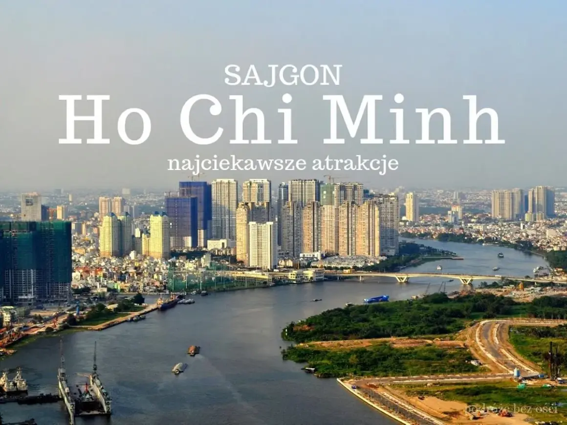 Widok na dynamicznie rozwijające się miasto Ho Chi Minh, z rzeką i nowoczesnymi wieżowcami.