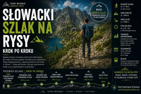 Słowacki szlak na Rysy: malownicza trasa z widokami, umiarkowana trudność.